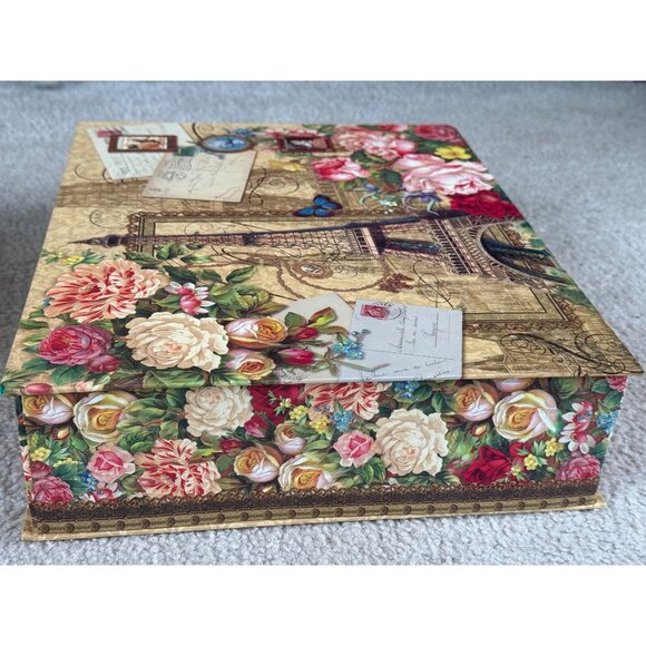 Vintage Punch Studio Eiffel Tower Paris Keepsake Note Card Top Box 15" x 12" x 4 - Picture 5 of 8